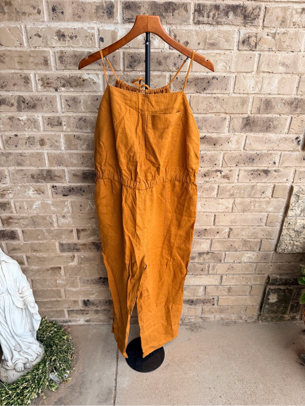 Everlane Rust-Brown Sleeveless Linen Jumpsuit Size Large - Picture 3 of 11